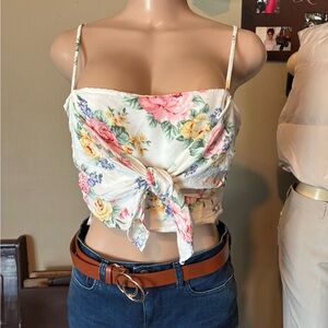 Floral Tie-Front Crop Top